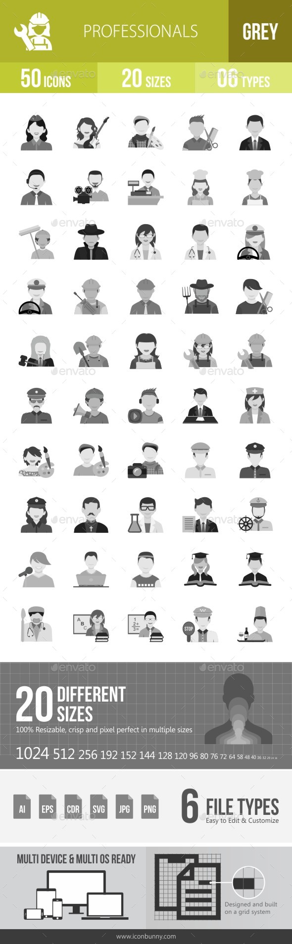 50 Professionals Grey Scale Icons - Icons