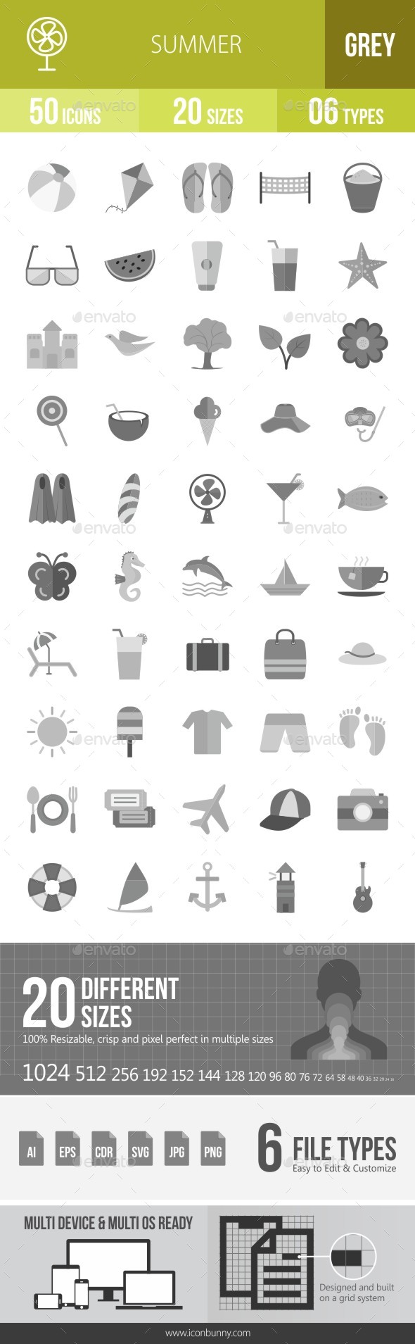 50 Summer Grey Scale Icons - Icons