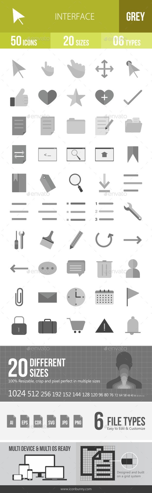 50 Interface Grey Scale Icons - Icons