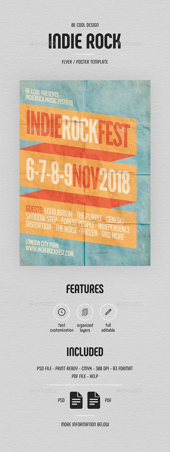 Indierock Festival Flyer/Poster - Concerts Events