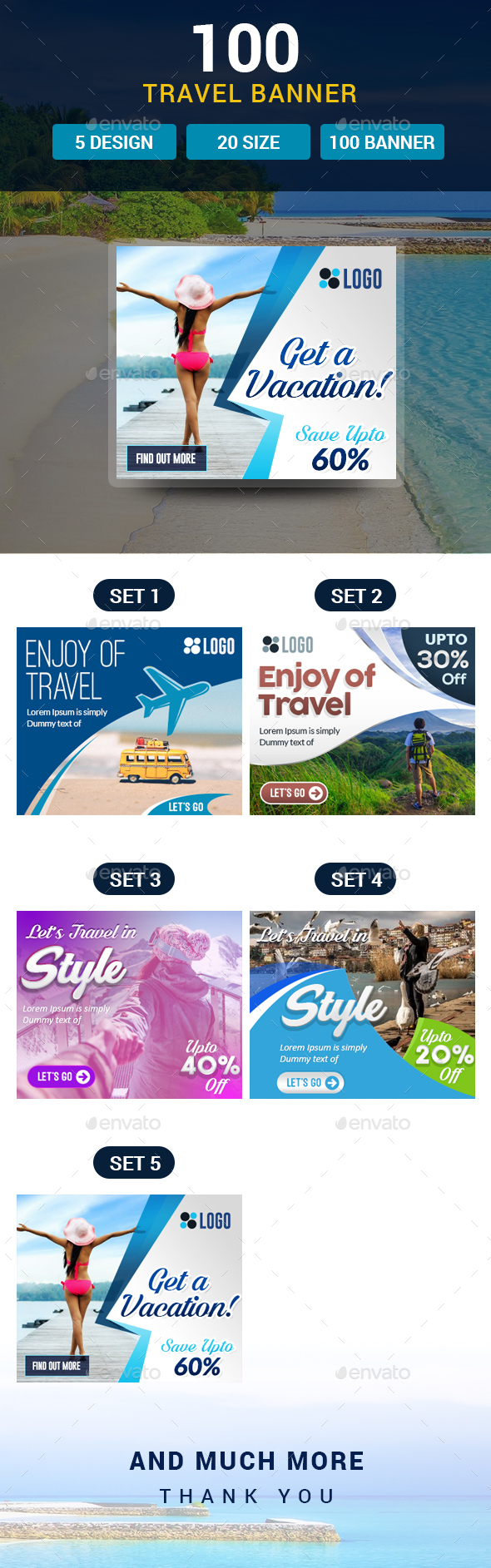 100 Travel Banners and Ads - Banners & Ads Web Elements