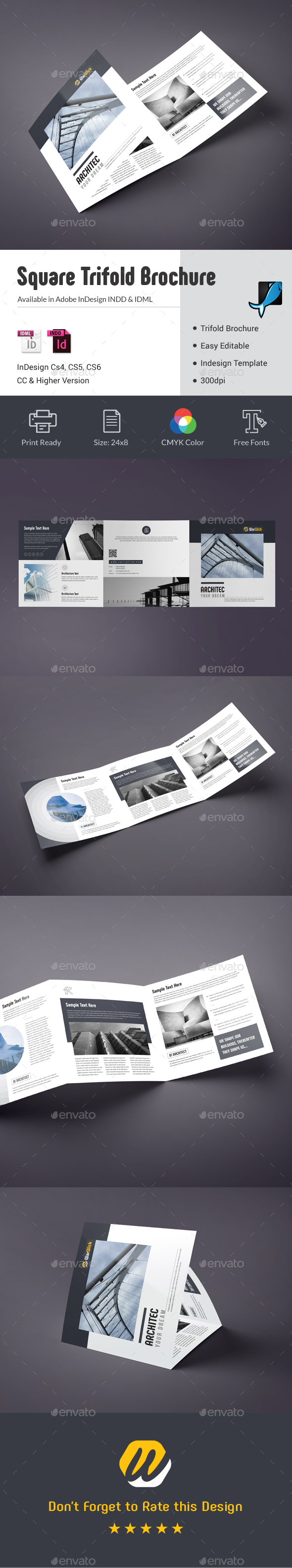 Architecture Square Trifold Brochure - Corporate Brochures