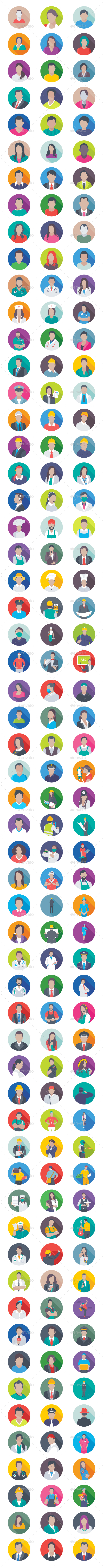 175 Professions Flat Icons - Icons