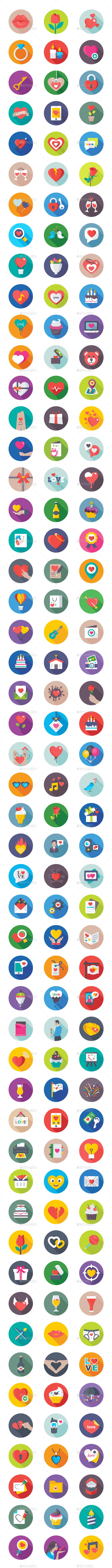 150 Flat Love and Valentine Icons - Icons