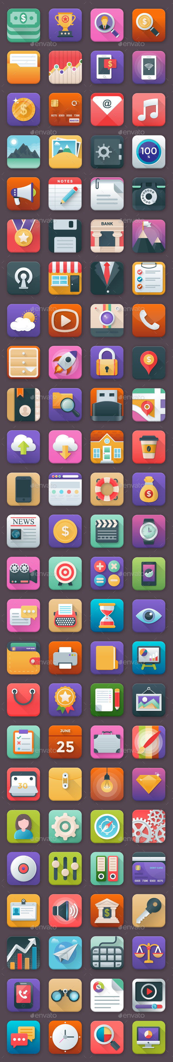 100 Business App Icons Set - Icons