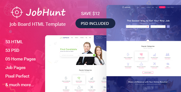JobHunt - Job Board HTML Template - Business Corporate