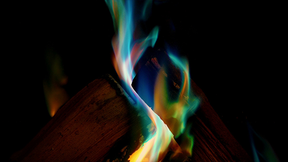 Fire Changes Color To Multicolor Flames, Stock Footage | VideoHive