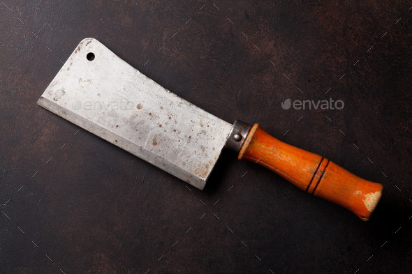 Butcher. Vintage meat knife - Stock Photo - Images