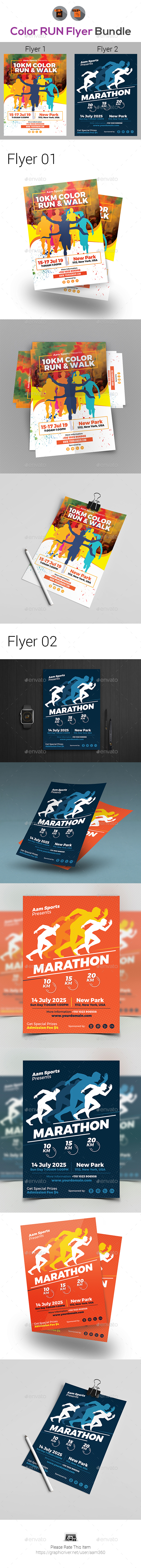 Color Run Event Flyers Bundle - Sports Events