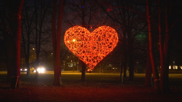 Red Glowing Heart in a Roundabout