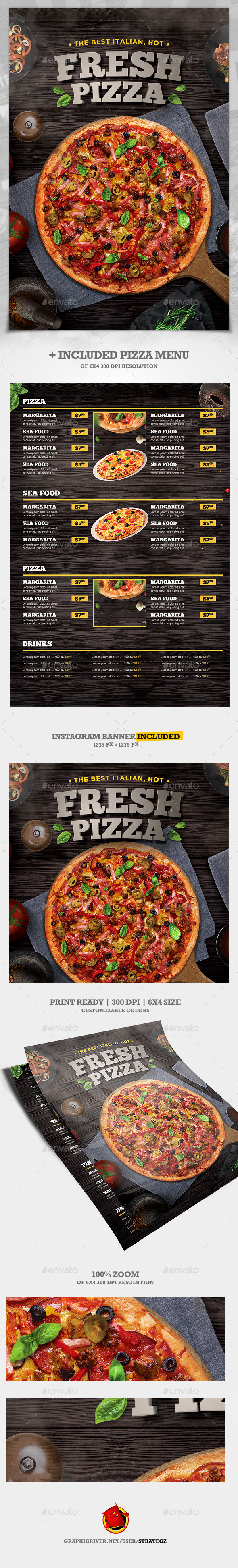Pizza Flyer + Pizza Menu - Print Templates