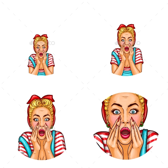 Vector Pop Art Avatar Shouting - People Characters