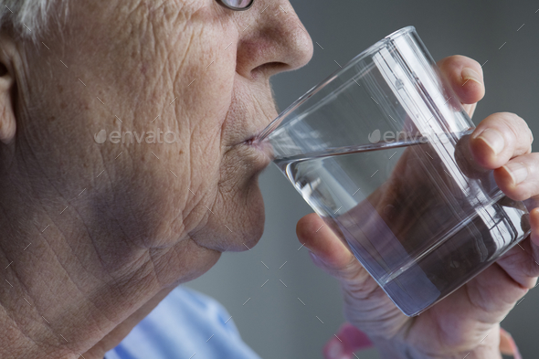 Side view of elderly woman drinking water Stock Photo by Rawpixel | PhotoDune