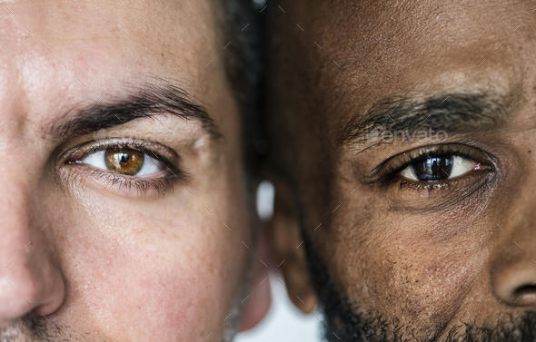 Two different ethnic men's eyes closeup Stock Photo by Rawpixel