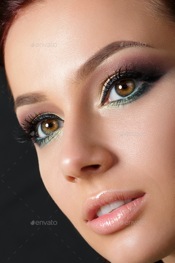 Closeup portrait of young beautiful woman - Stock Photo - Images