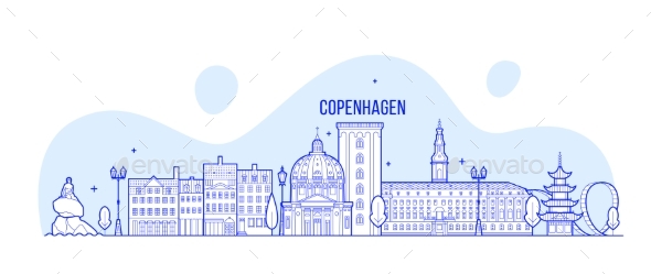 Copenhagen Skyline Denmark Vector City Buildings - Buildings Objects