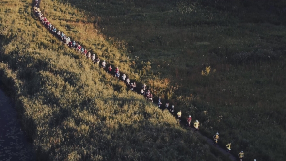 Aerial View of Running Athletes