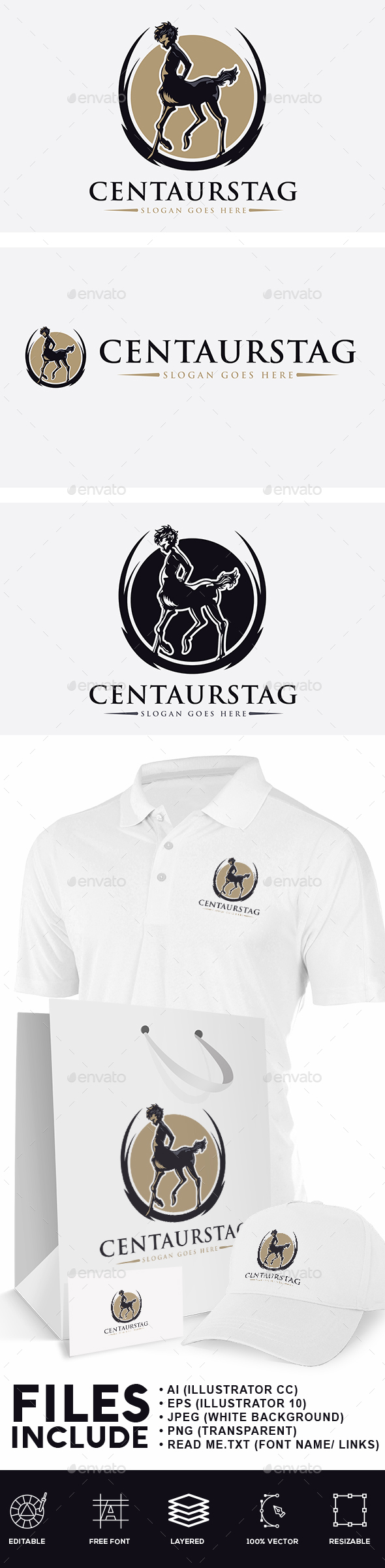 Young Centaur Stag Logo - Humans Logo Templates