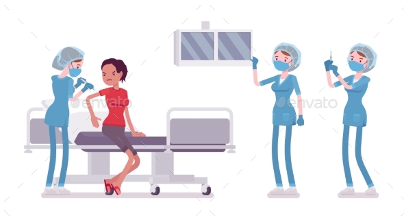 Female Nurse at Medical Procedure - Health/Medicine Conceptual