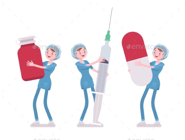 Female Nurse and Big Tools - Health/Medicine Conceptual