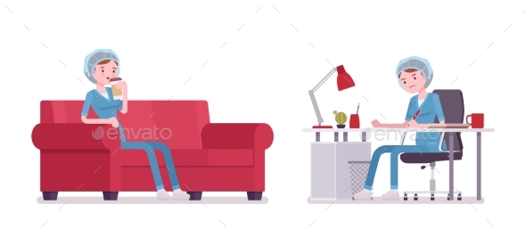 Female Nurse Working and Resting - Health/Medicine Conceptual