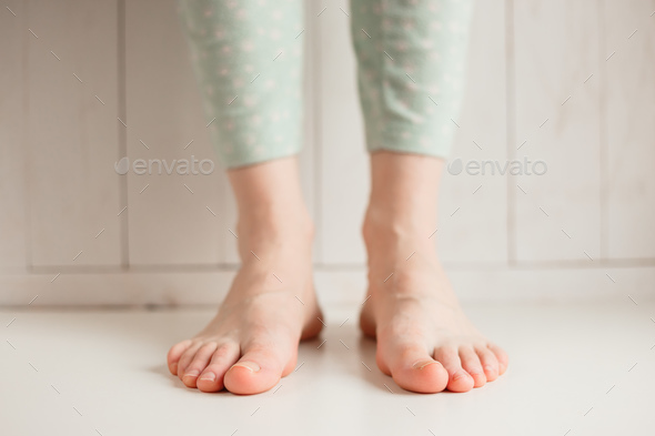 Woman bare feet close up Stock Photo