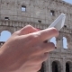 Hand Young Caucasian Woman Tourist Texting on Beautiful View of European Ancient City with Mobile - VideoHive Item for Sale