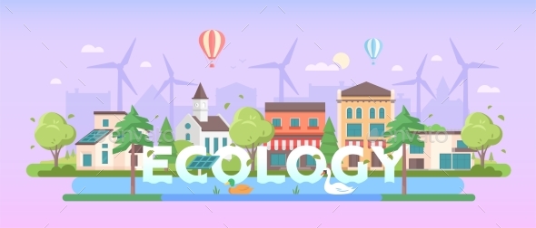 Ecology - Modern Flat Design Style Vector - Buildings Objects