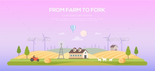 From Farm To Fork - Modern Flat Design Style - Buildings Objects