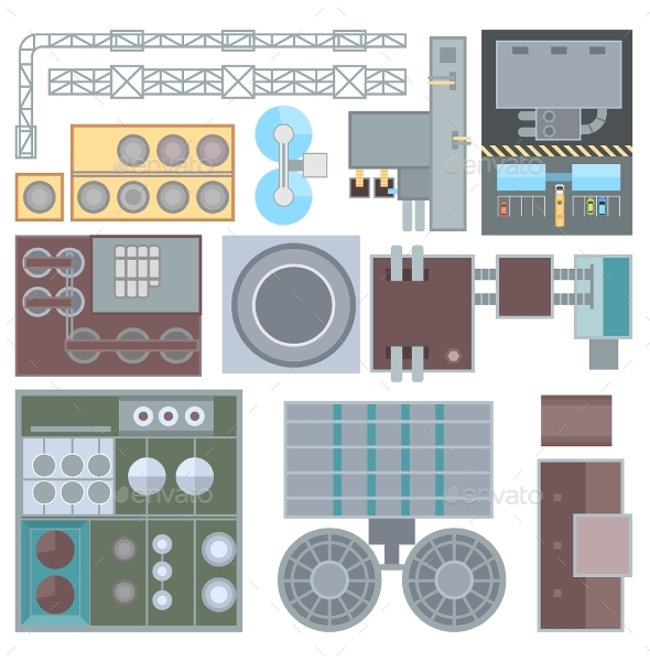 Industrial Buildings Elements - Set of Modern - Buildings Objects