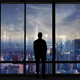 Business Man Silhouette In Front Of Panoramic Window Business Man Silhouette In Front Of Panoramic Window - VideoHive Item for Sale