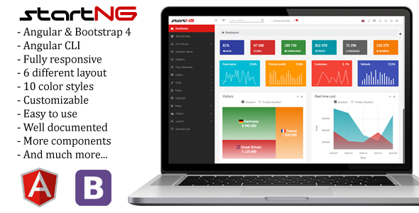 StartNG - Angular 5 Admin Template with Bootstrap 4 - Admin Templates Site Templates
