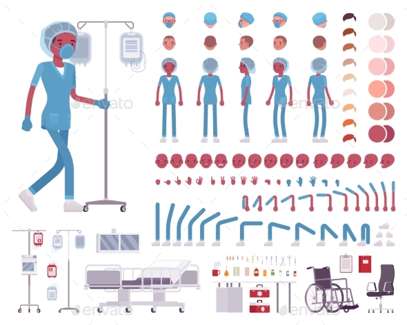 Male Nurse in Hospital Uniform Character Creation - Health/Medicine Conceptual