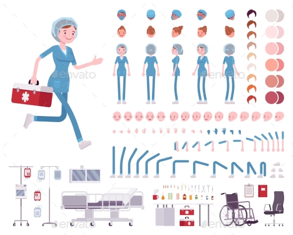 Female Nurse in Hospital Uniform Character - Health/Medicine Conceptual