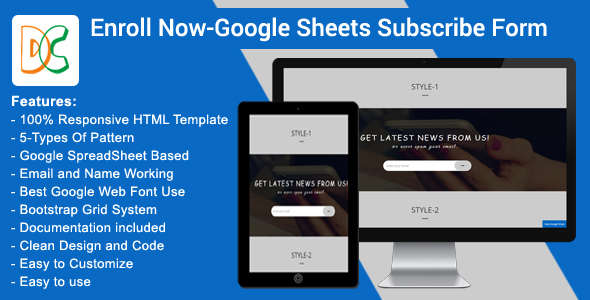 Enroll Now - Google Spreadsheet Subscribe Form - CodeCanyon Item for Sale