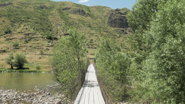 Suspension Bridge Nearby Khertvisi Fortress - Georgia alt