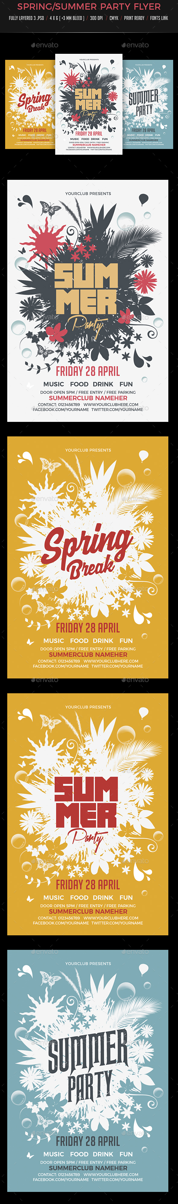 Spring Summer Party Flyer - Clubs & Parties Events