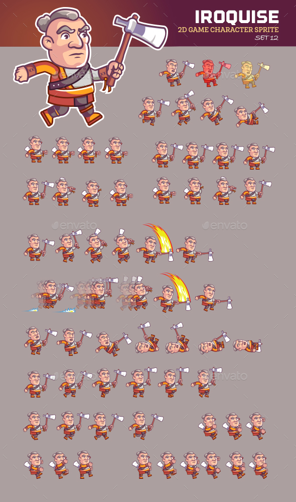 Indian Iroquoise Game Sprite - Sprites Game Assets