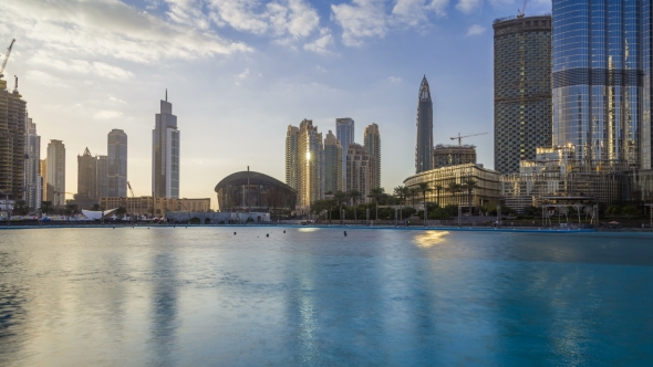 Downtown Dubai Skyline, View From the Dubai Fountain To the Opera Theatre