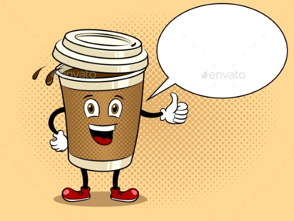 Coffee Cup and Thumb Up Pop Art Vector - Food Objects