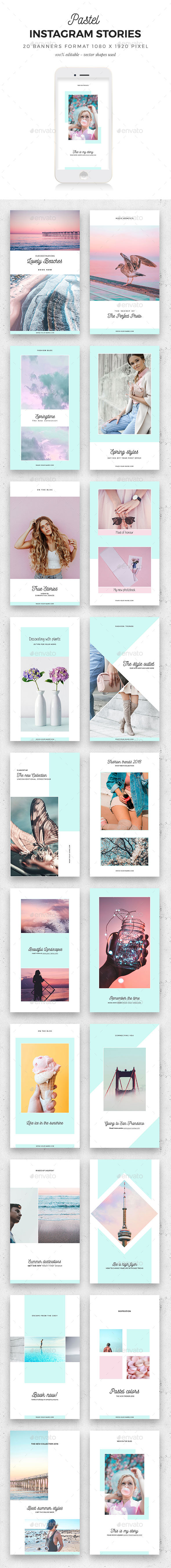 Instagram Stories Pastel - Social Media Web Elements