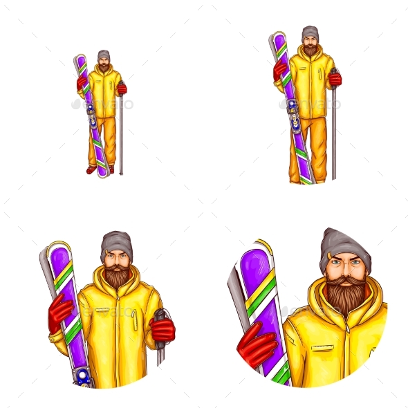 Vector Pop Art Ski Avatar - Sports/Activity Conceptual