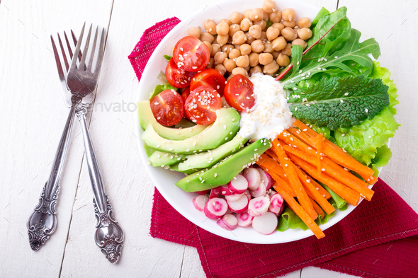 Vegan buddha bowl - Stock Photo - Images