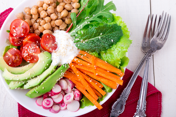 Vegan buddha bowl - Stock Photo - Images