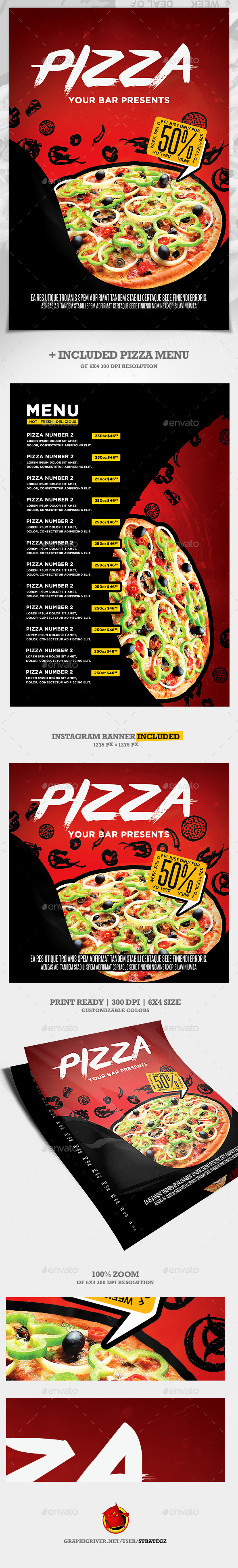 Pizza Flyer + Pizza Menu - Print Templates