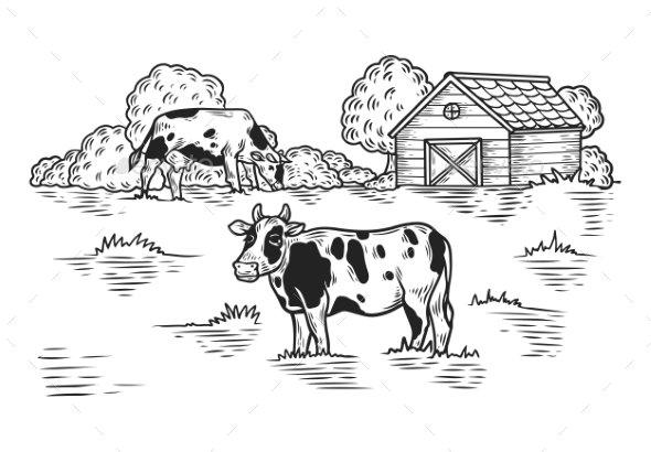Cow at Meadow - Animals Characters