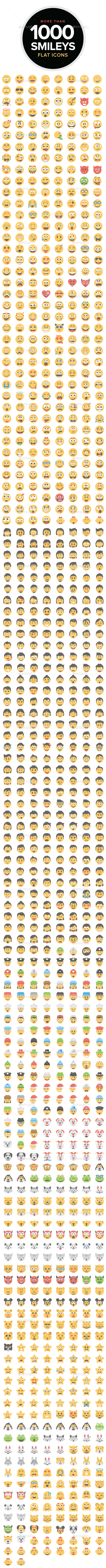 1000 Flat Smiley Icons - Icons