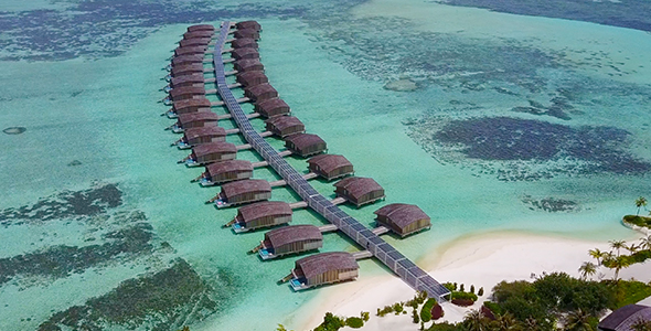 Aerial of Luxurious Overwater Resort alt