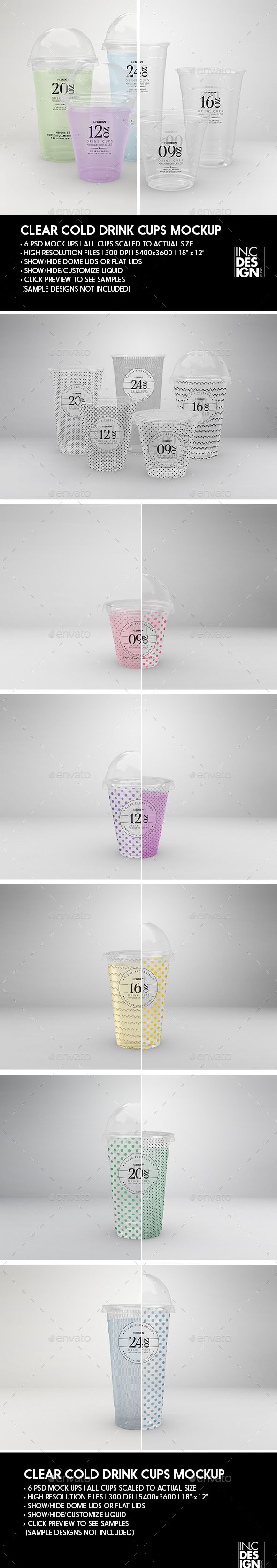 Clear Cold Drink Cups Packaging Mock Up - Food and Drink Packaging