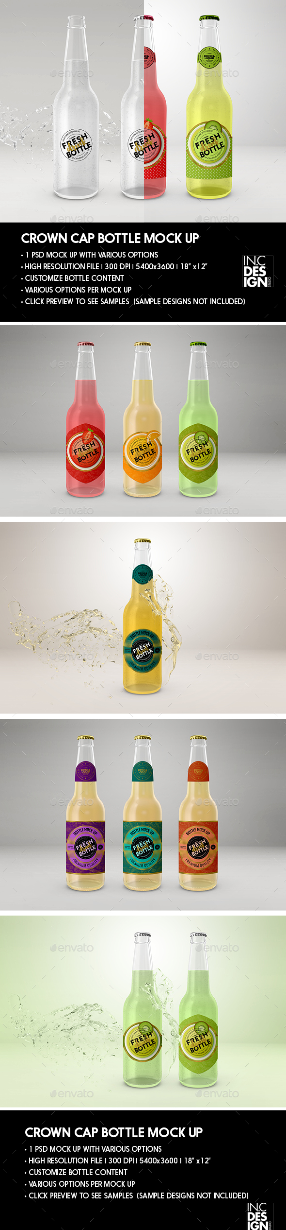 Crown Cork Cap Bottle Packaging Mock Ups - Food and Drink Packaging